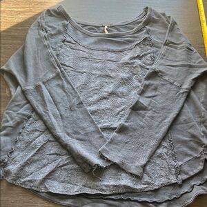 Free People Slate Gray Long-Sleeve Textured Top